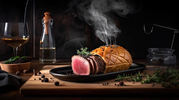 Beef Wellington a steak dish of English origin made out of fillet steak