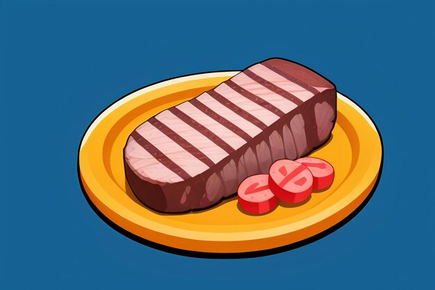 Beef western food ui icon game prop design gourmet steak style 3d c4d cartoon rendering element