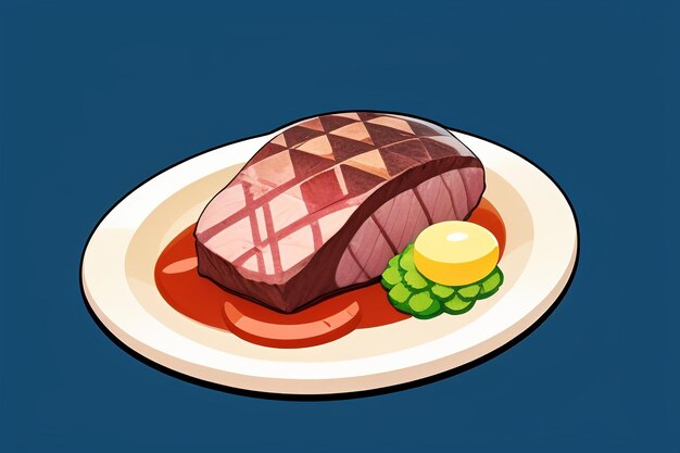 Beef western food ui icon game prop design gourmet steak style 3d c4d cartoon rendering element