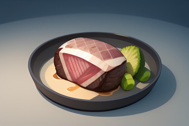 Beef western food ui icon game prop design gourmet steak style 3d c4d cartoon rendering element