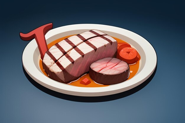 Beef western food UI icon game prop design gourmet steak style 3D c4d cartoon rendering element