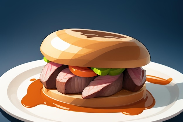 Beef western food UI icon game prop design gourmet steak style 3D c4d cartoon rendering element