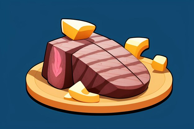 Beef western food ui icon game prop design gourmet steak style 3d c4d cartoon rendering element