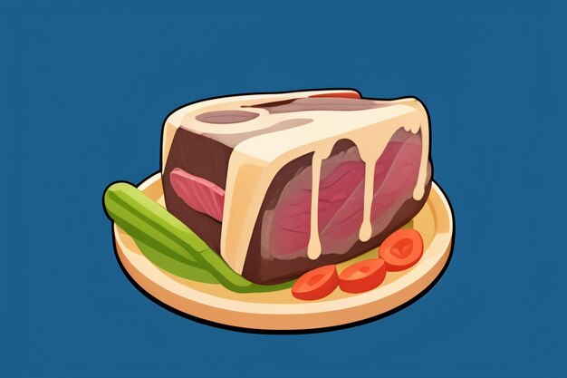 Beef western food ui icon game prop design gourmet steak style 3d c4d cartoon rendering element