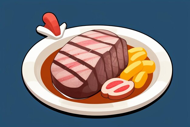 Beef western food ui icon game prop design gourmet steak style 3d c4d cartoon rendering element