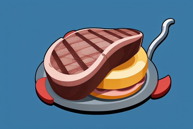 Beef western food ui icon game prop design gourmet steak style 3d c4d cartoon rendering element