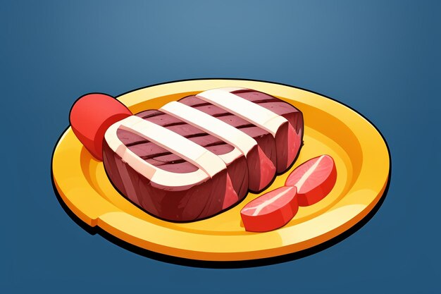 Photo beef western food ui icon game prop design gourmet steak style 3d c4d cartoon rendering element