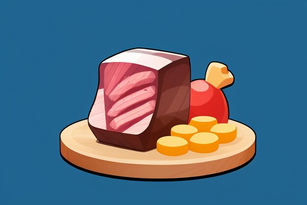 Beef western food ui icon game prop design gourmet steak style 3d c4d cartoon rendering element