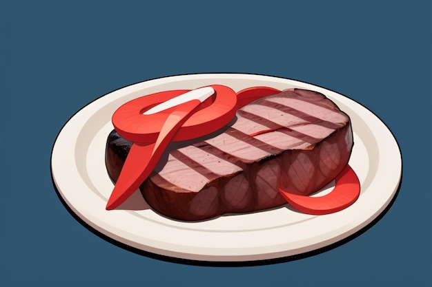 Beef western food ui icon game prop design gourmet steak style 3d c4d cartoon rendering element