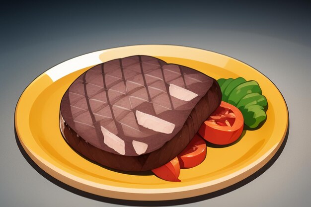 Beef western food ui icon game prop design gourmet steak style 3d c4d cartoon rendering element