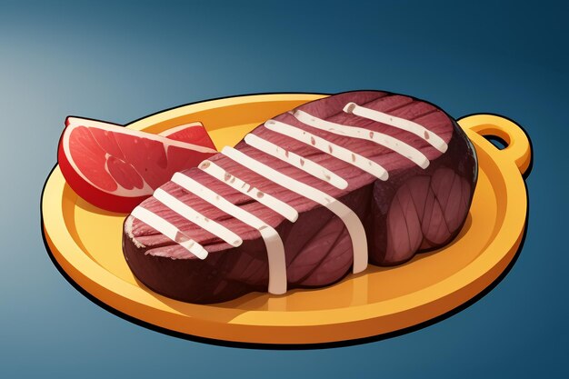 Beef western food UI icon game prop design gourmet steak style 3D c4d cartoon rendering element