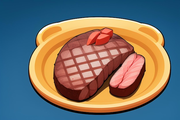 Beef western food ui icon game prop design gourmet steak style 3d c4d cartoon rendering element