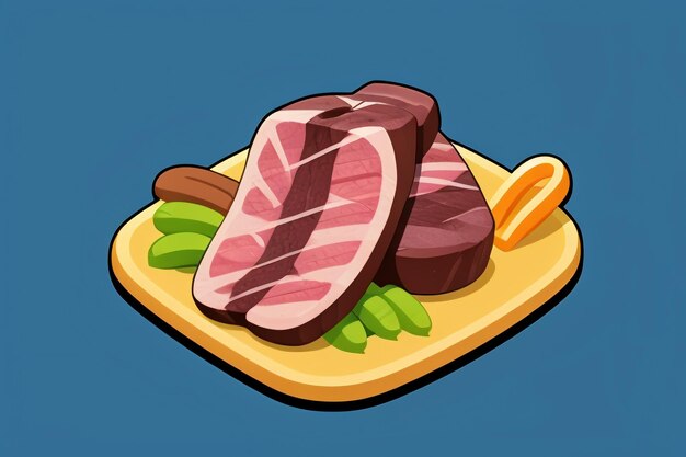 Photo beef western food ui icon game prop design gourmet steak style 3d c4d cartoon rendering element