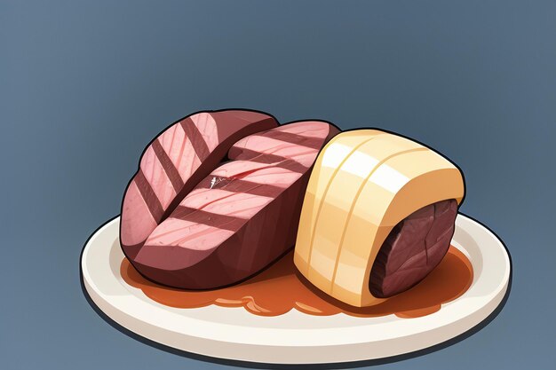 Beef western food ui icon game prop design gourmet steak style 3d c4d cartoon rendering element