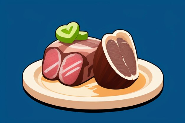 Beef western food ui icon game prop design gourmet steak style 3d c4d cartoon rendering element