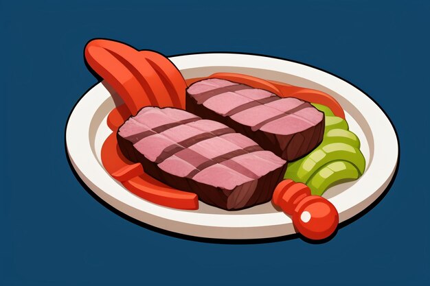 사진 고기 서양 음식 ui 아이콘 게임  디자인 맛있는 스테이크 스타일 3d c4d 만화 렌더링 요소