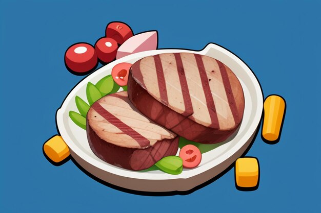 Beef western food ui icon game prop design gourmet steak style 3d c4d cartoon rendering element