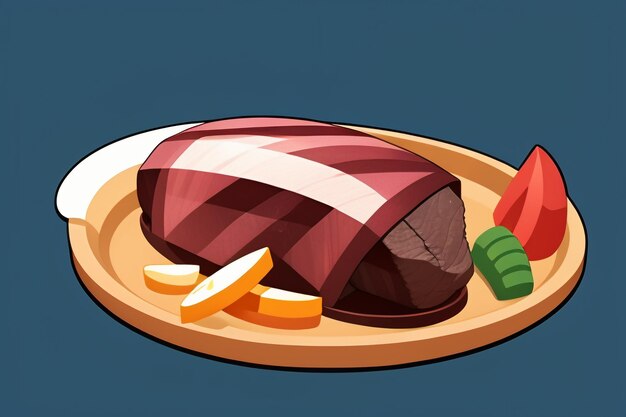 Beef western food ui icon game prop design gourmet steak style 3d c4d cartoon rendering element