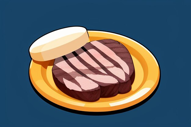 Beef western food ui icon game prop design gourmet steak style 3d c4d cartoon rendering element