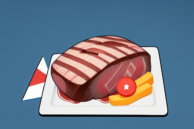 Beef western food UI icon game prop design gourmet steak style 3D c4d cartoon rendering element