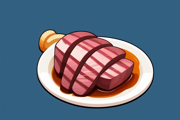 Beef western food ui icon game prop design gourmet steak style 3d c4d cartoon rendering element