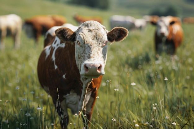 Photo beefmaster cattle standing in a green field