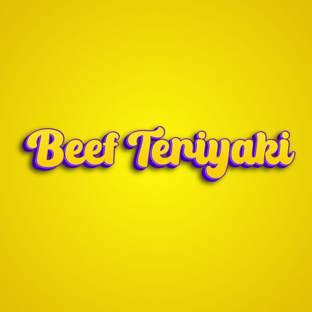 Photo beefteriyaki typography 3d design yellow pink white background photo jpg
