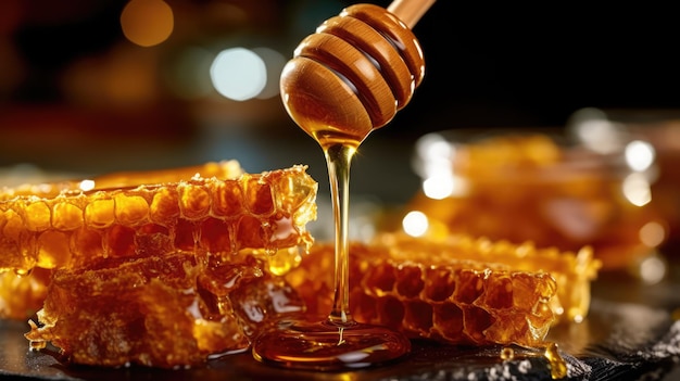 테이블에 벌집 꿀