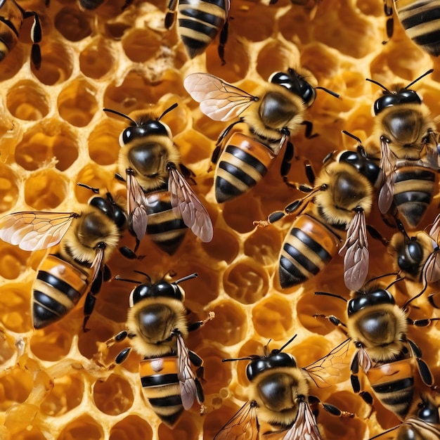 Улья чудес пчелы на сотовых рамах с личинками разного возраста