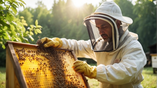 Пчеловод в пчелнице пчелы страны профессиональная фотография