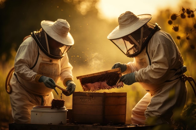 養蜂と蜂蜜生産 AI 生成