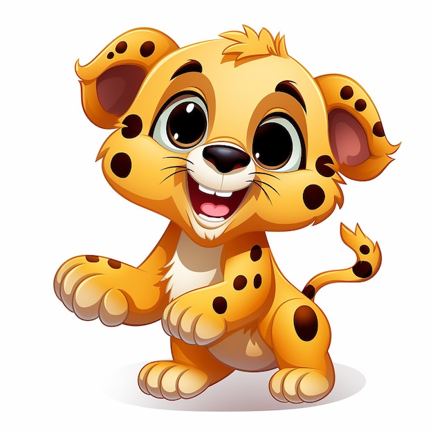 Foto beeld een snelle en vrolijke cheetah af met een vreugdevolle uitdrukking