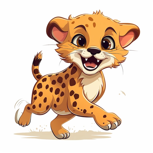 Foto beeld een snelle en vrolijke cheetah af met een vreugdevolle uitdrukking