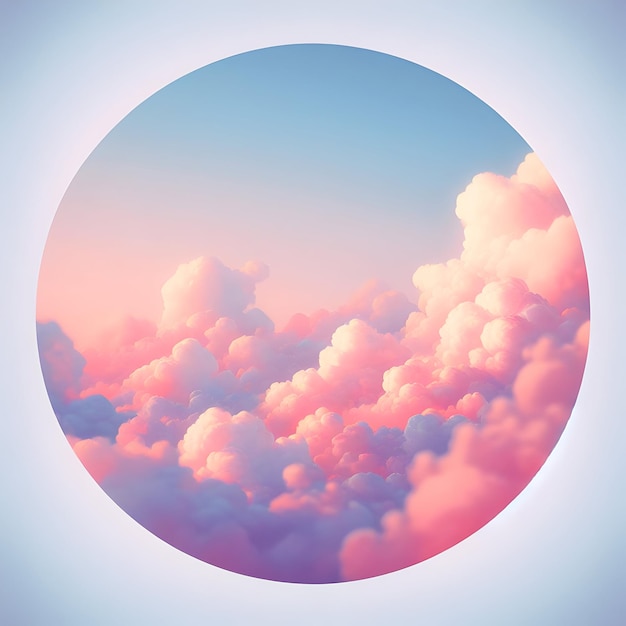 Beeld van beeld van een blauwe hemel met zachte pluizige roze wolken