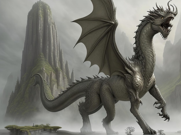 Foto beeld van een fantasieverhaal met grote draken