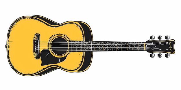 beeld van een gitaar op een eenvoudige geïsoleerde achtergrond en een beeld