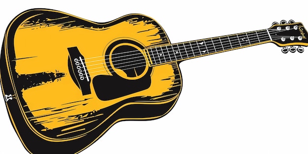beeld van een gitaar op een eenvoudige geïsoleerde achtergrond en een beeld