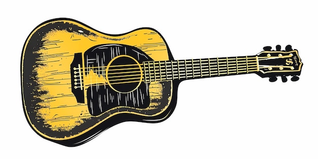 beeld van een gitaar op een eenvoudige geïsoleerde achtergrond en een beeld