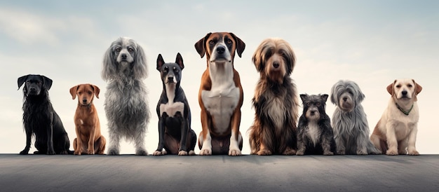 Foto beeld van een groep schattige honden die zitten