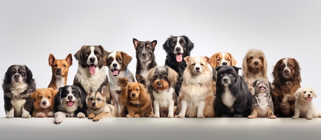 beeld van een groep schattige honden die zitten