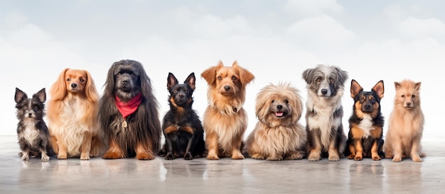 beeld van een groep schattige honden die zitten