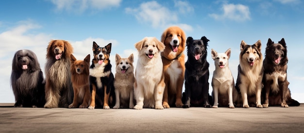 beeld van een groep schattige honden die zitten