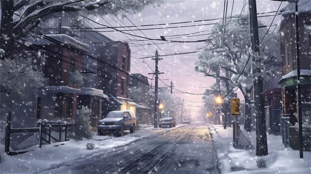 Beeld van een sneeuwige winter in Boston, Massachusetts.