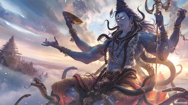 beeld van Shiva met meerdere armen