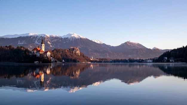 Beelden van Bled, Slovenië, in de herfst en winter