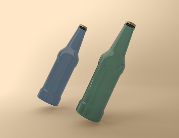 Foto birra bevande alcoliche bottiglia 3d rendering illustrazione