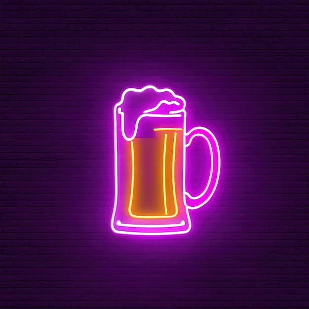 Photo beer alcoholic drink retro neon sign bright electric light signage