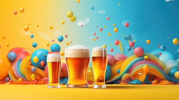 Photo beer background tenplate illustration ai generativexa