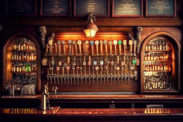 Photo beer bar with classicstyle bar with beer taps