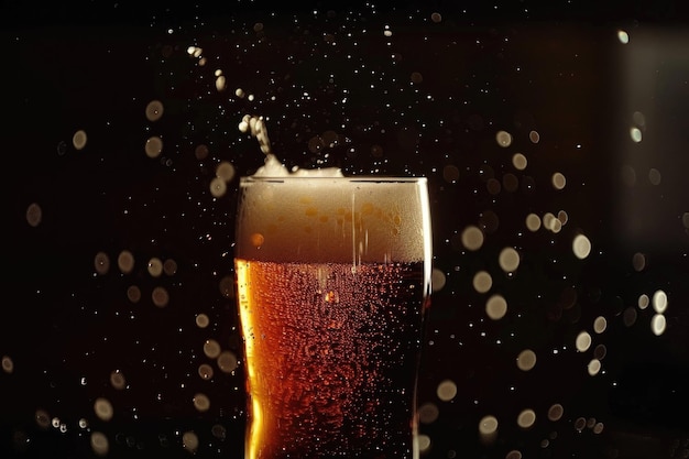 Foto birra in bicchiere su un nero